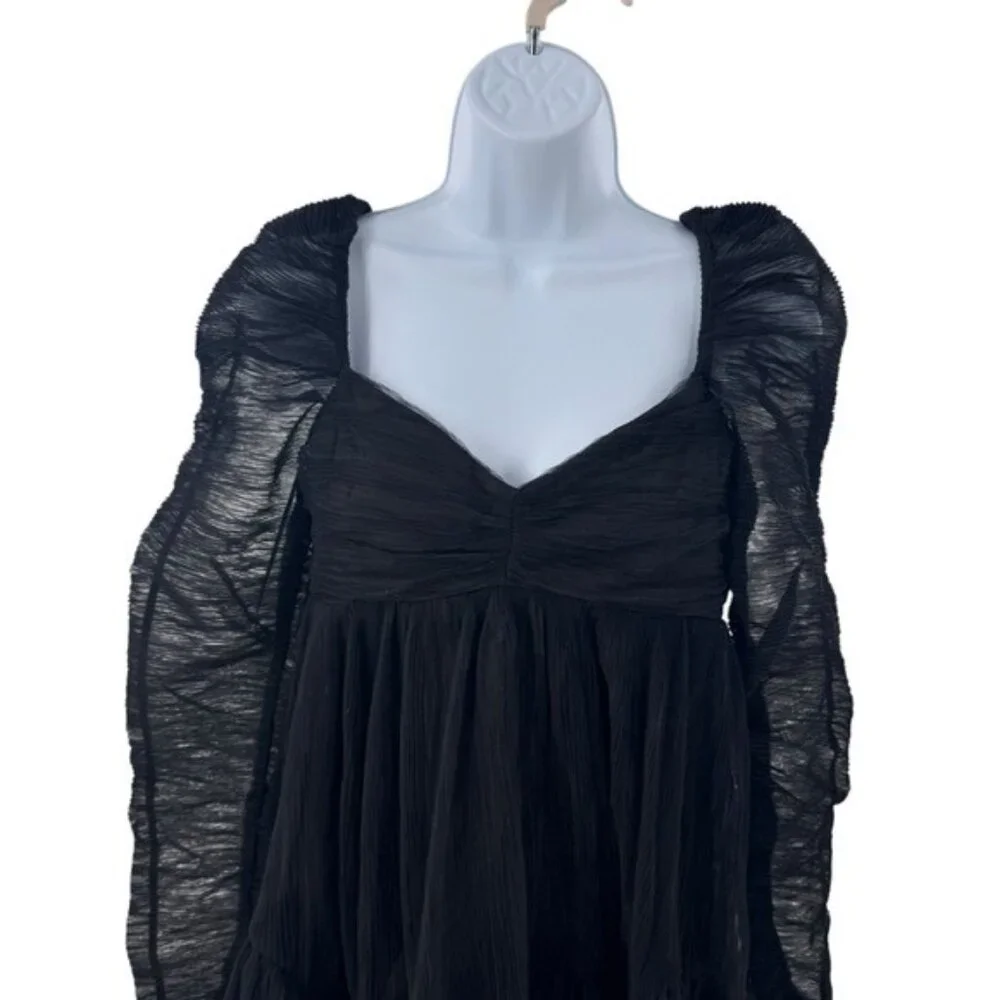 Moon River NEW Black Tulle Long Sleeve Sweetheart Party Mini Dress Size M - Picture 5 of 10
